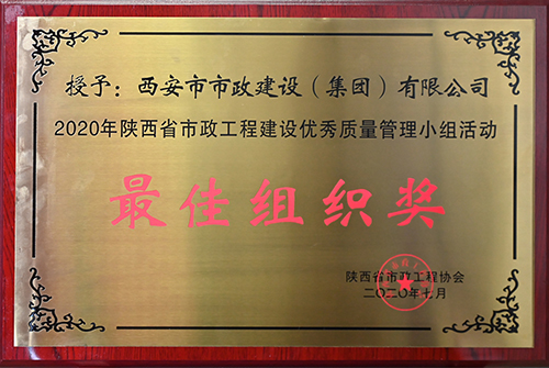 最佳組織獎，省市政工程建設(shè)優(yōu)秀質(zhì)量管理小組活動